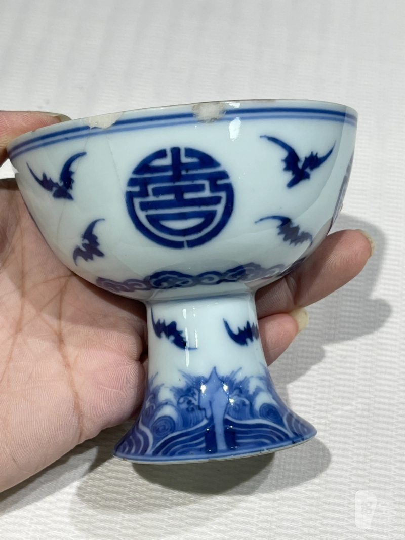 明、清 青花、矾红瓷器一组三件 - 图4